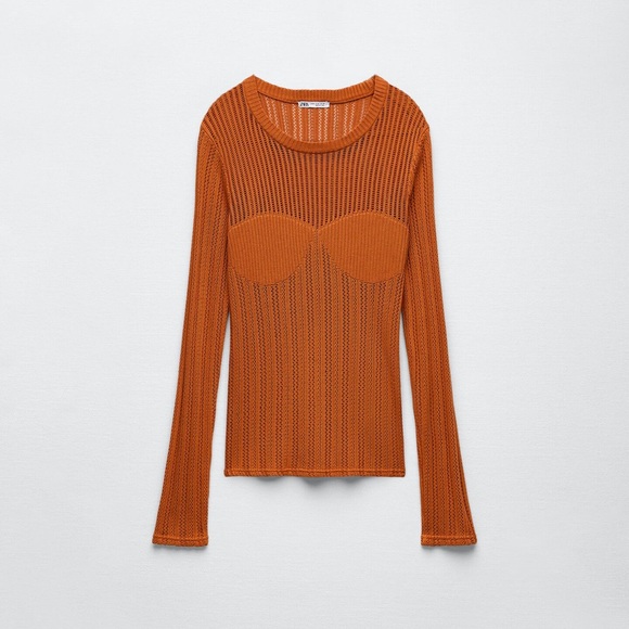 Zara Crochet Sweater in Burnt Orange - Picture 1 of 7